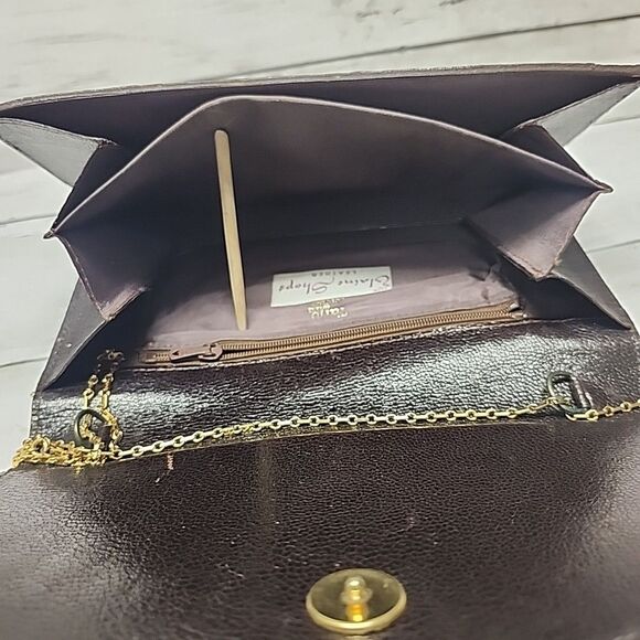 Vintage Tano Genuine Snakeskin Brown Evening Clutch with Chain Bag Made/Spain - Picture 10 of 11